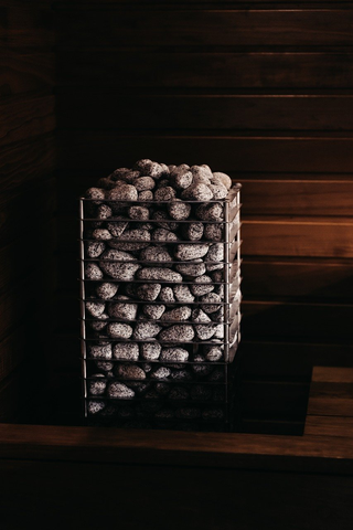 close-up of electric sauna heater