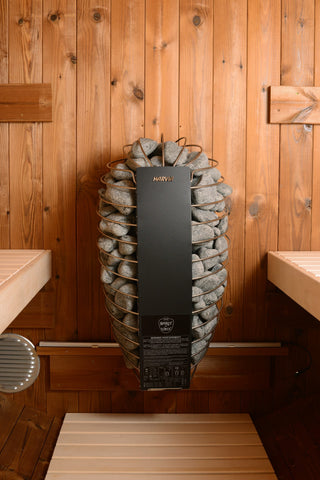 close-up of electric sauna heater