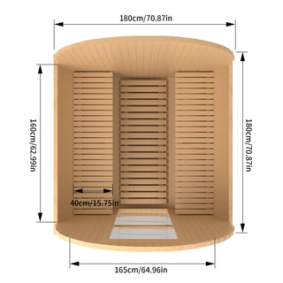 4 Person Outdoor Barrel Sauna, Canadian Hemlock Traditional Steam Barrel Sauna Kit with Outdoor Waterproof Tile, Lava Rocks and More HELIUS