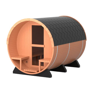 6-Person Patchwork Red Cedar Sauna with Heater and Acrylic Viewing Window HELIUS