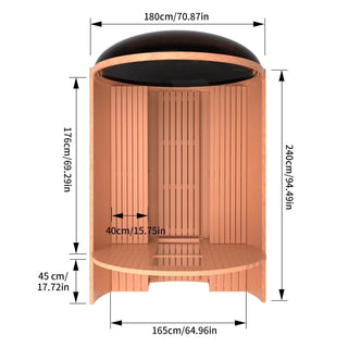 6-Person Patchwork Red Cedar Sauna with Heater and Acrylic Viewing Window HELIUS