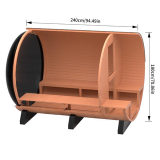6-Person Patchwork Red Cedar Sauna with Heater and Acrylic Viewing Window