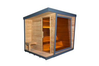 4-6 Person Traditional Square Steam Sauna: Solid Wood Core with Aluminum - Alloy - Tiled Sides and Roof