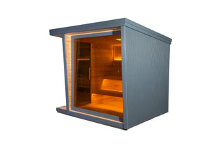 4-6 Person Traditional Square Steam Sauna: Solid Wood Core with Aluminum - Alloy - Tiled Sides and Roof