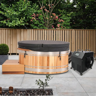 Premium Red Cedar Oval Ice Bath Tub – Cold Plunge Spa Barrel for Athletes Recovery & Therapeutic Home Use, Natural Wooden Therapy Tub HELIUS