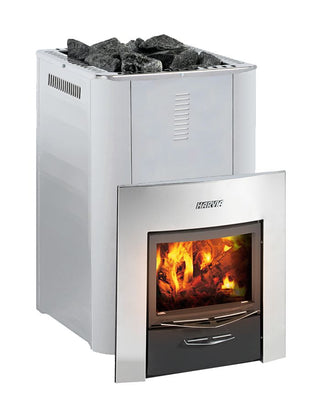 Harvia WKPR36DUOS PRO 36 Wood Burning Heater | External Feed | Stainless Steel | Duo Fireplace