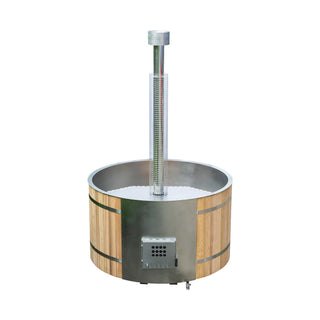 Wood - Fired Hot Tub with Stainless Steel Liner, Built - in Stove and Red Cedar Shell