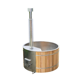 Wood - Fired Hot Tub with Stainless Steel Liner, Built - in Stove and Red Cedar Shell