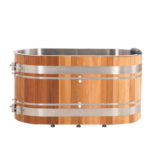 U-Shaped Red Cedar Ice Bath Tub – Ergonomic Cold Plunge Spa Barrel for Cold Water Therapy, Athlete Recovery & Home Wellness, Natural Wooden Wellness Tub HELIUS