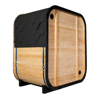 Traditional Outdoor Steam Sauna for 4 People – Thermo Spruce Wood, 6KW Heater, Tinted Glass Panels, Weather-Resistant Backyard Spa with LED Lighting