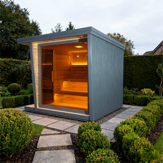 4-6 Person Traditional Square Steam Sauna: Solid Wood Core with Aluminum - Alloy - Tiled Sides and Roof