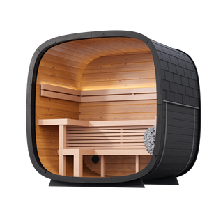 Leil Saunas 4-Person Black Cube in Thermowood
