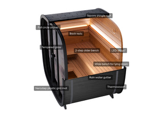 Leil Saunas 4-Person Black Cube in Thermowood