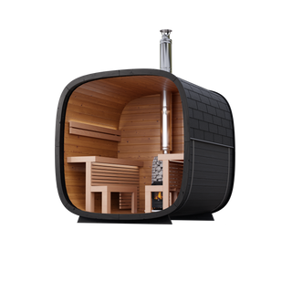 Leil Saunas 6-Person Black Cube Comfort in Thermowood
