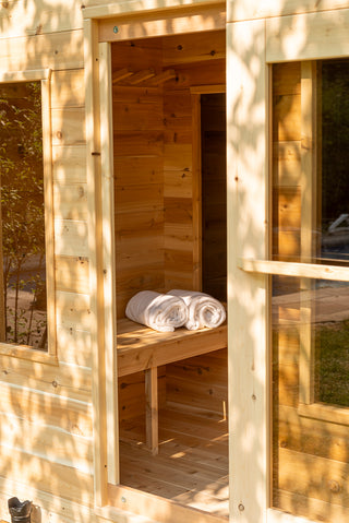Dundalk LeisureCraft Canadian Timber Georgian 5-6 Person Cabin Sauna with Changeroom