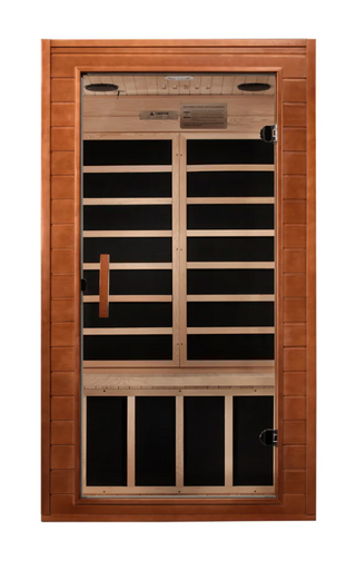 Hemlock Infrared Closeout - High-quality infrared sauna made from durable hemlock wood, featuring a compact design and advanced infrared heating technology, offered at a closeout price for a luxurious and efficient sauna experience.