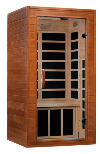 Hemlock Infrared Closeout - High-quality infrared sauna made from durable hemlock wood, featuring a compact design and advanced infrared heating technology, offered at a closeout price for a luxurious and efficient sauna experience.