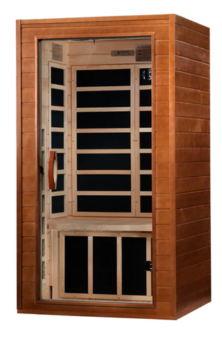 Hemlock Infrared Closeout - High-quality infrared sauna made from durable hemlock wood, featuring a compact design and advanced infrared heating technology, offered at a closeout price for a luxurious and efficient sauna experience.