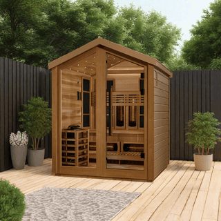 Pacific Red Cedar 3-Person Full Spectrum Hybrid Outdoor Sauna