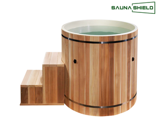 Pacific Cedar Plunge Tub 011- Classic plunge tub made from high-quality cedar wood, featuring a spacious and elegant design, ideal for relaxing soaks and enhancing outdoor areas with a touch of luxury.