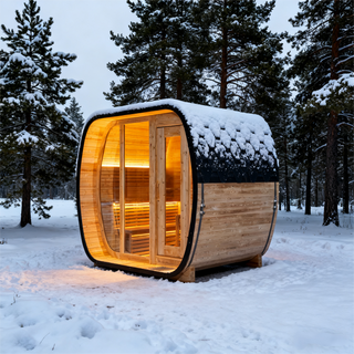 4 - Person Traditional Square Steam Sauna with Built - in Small Changing Room